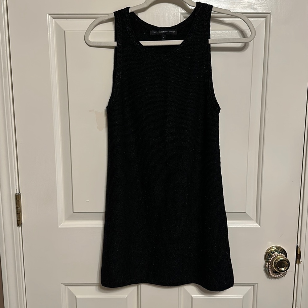 White House Black Market-Sleeveless Crewneck Sweater- Black Tank Top size Small